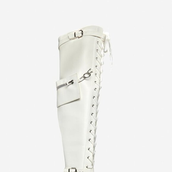 White over the knee heel boots - Picture 2 of 4
